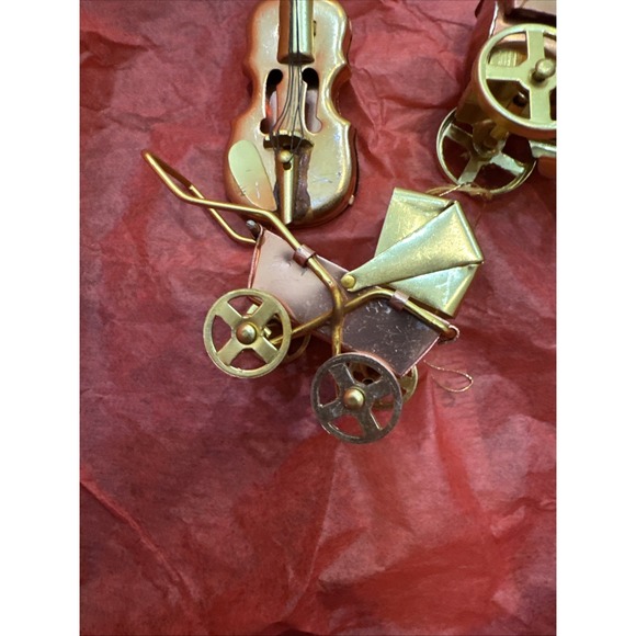 Train Instrument Stroller Gold Lot Christmas Ornament Holiday Decoration‎ - Picture 4 of 6